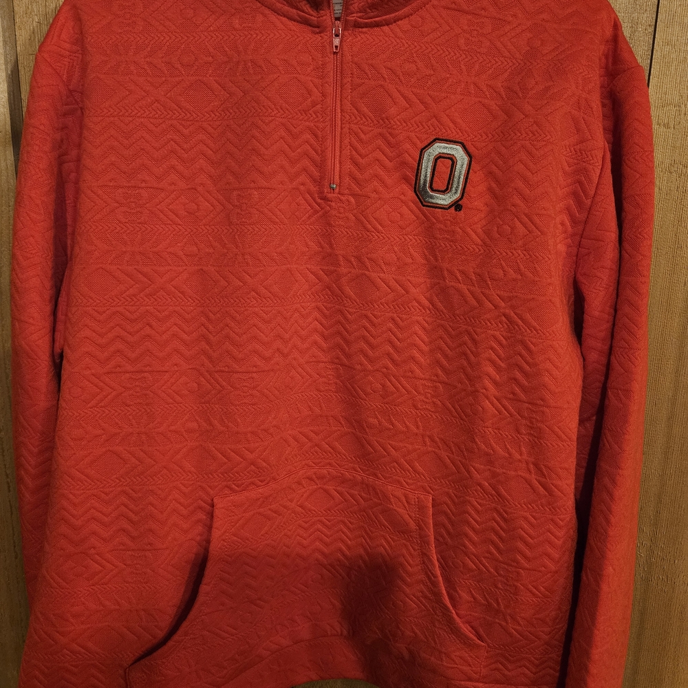 Women's Red Quarter-Zip Sweatshirt - Picture 1 of 5